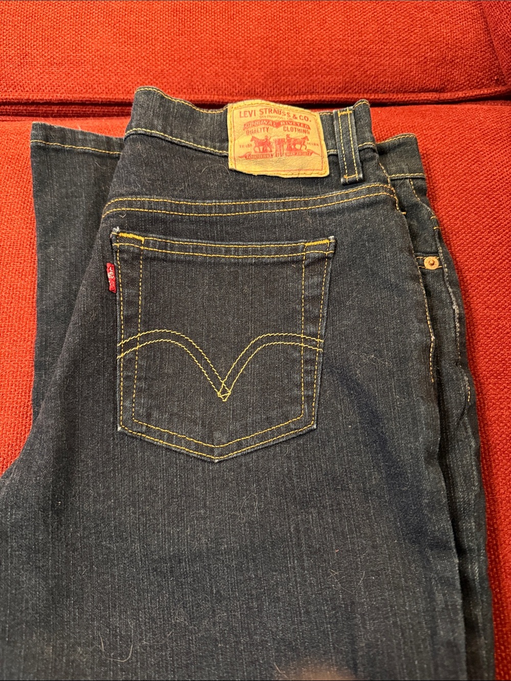 Levi's Dark Blue 550 Denim Jeans Relaxed Boot Leg Size 12p Like New